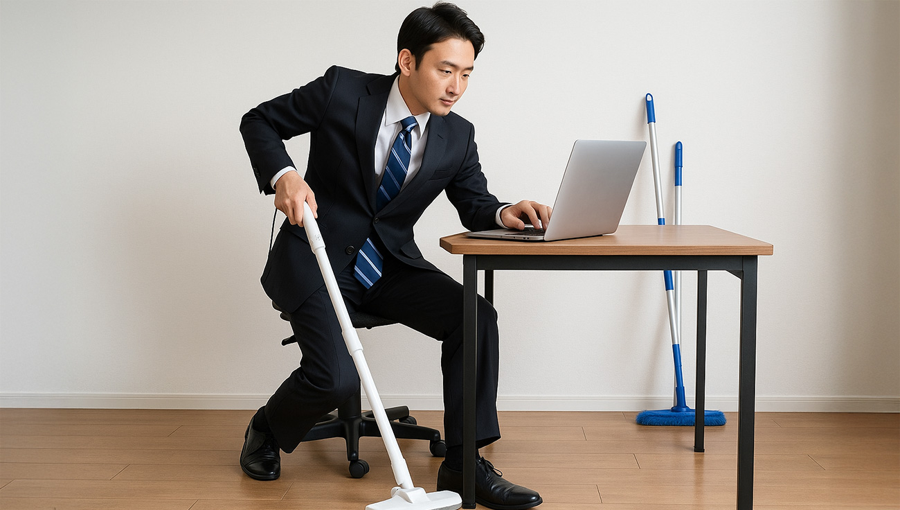 掃除しながらPC